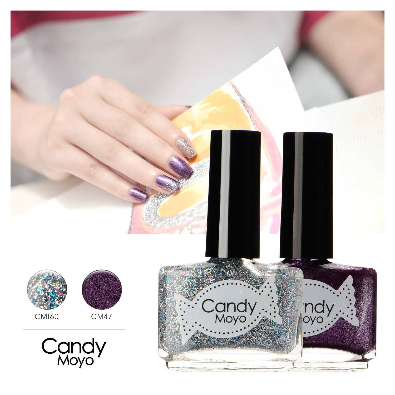 candymoyo指甲油ml*两瓶美甲套组水晶城堡cmt+紫蔷薇cm图片