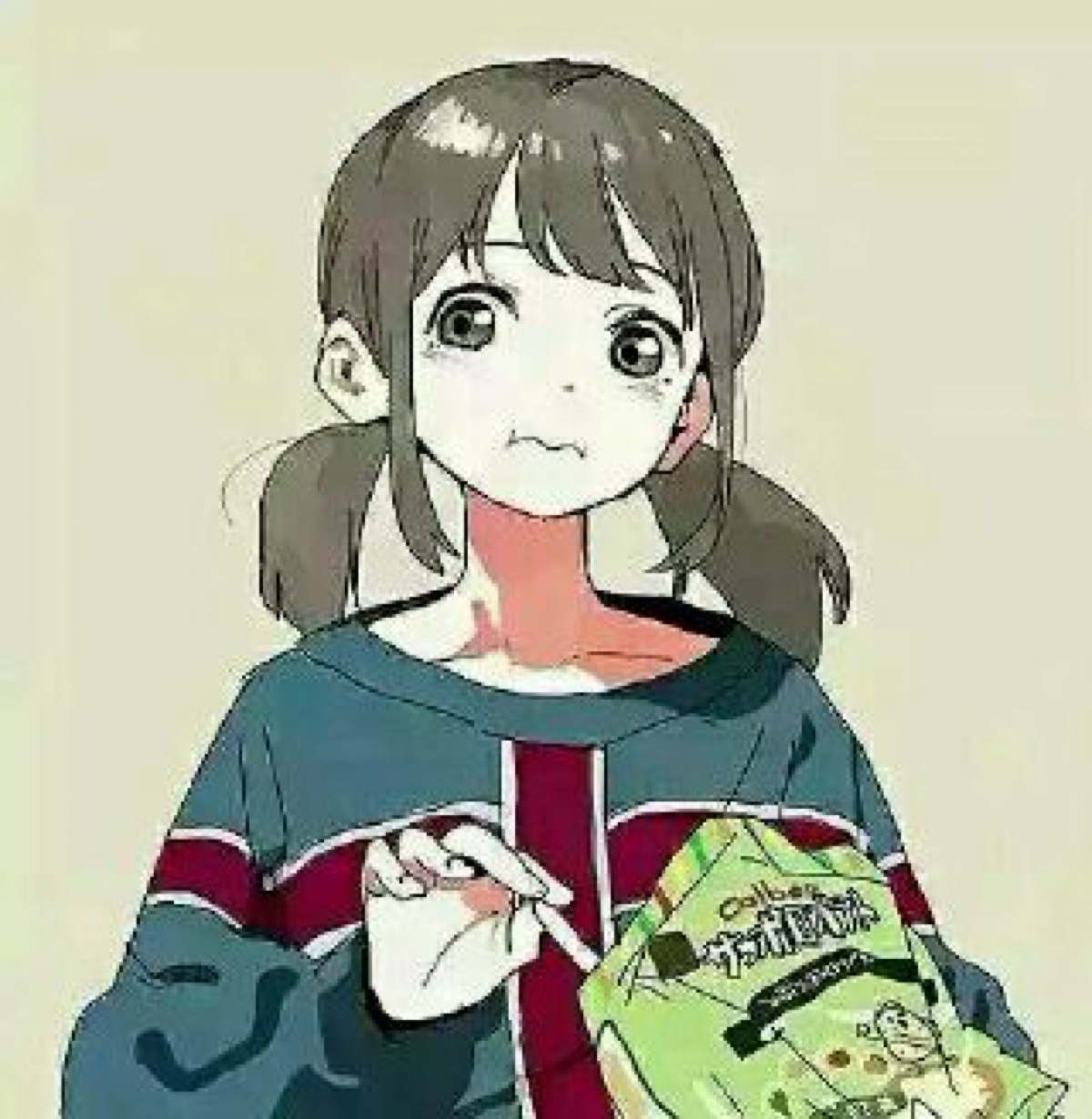 可爱动漫女生头像 双马尾小吃货