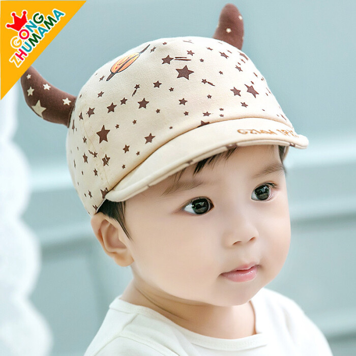 婴儿帽子纯棉3-6-12个月男宝宝儿童鸭舌帽1-…