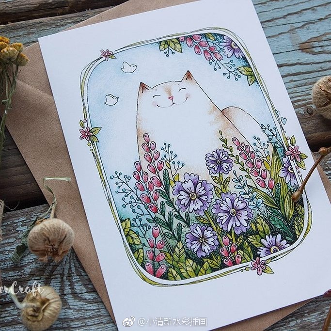 小清新插画,每一张都好喜欢哦~~  ins:illustasha   via @小清新水彩