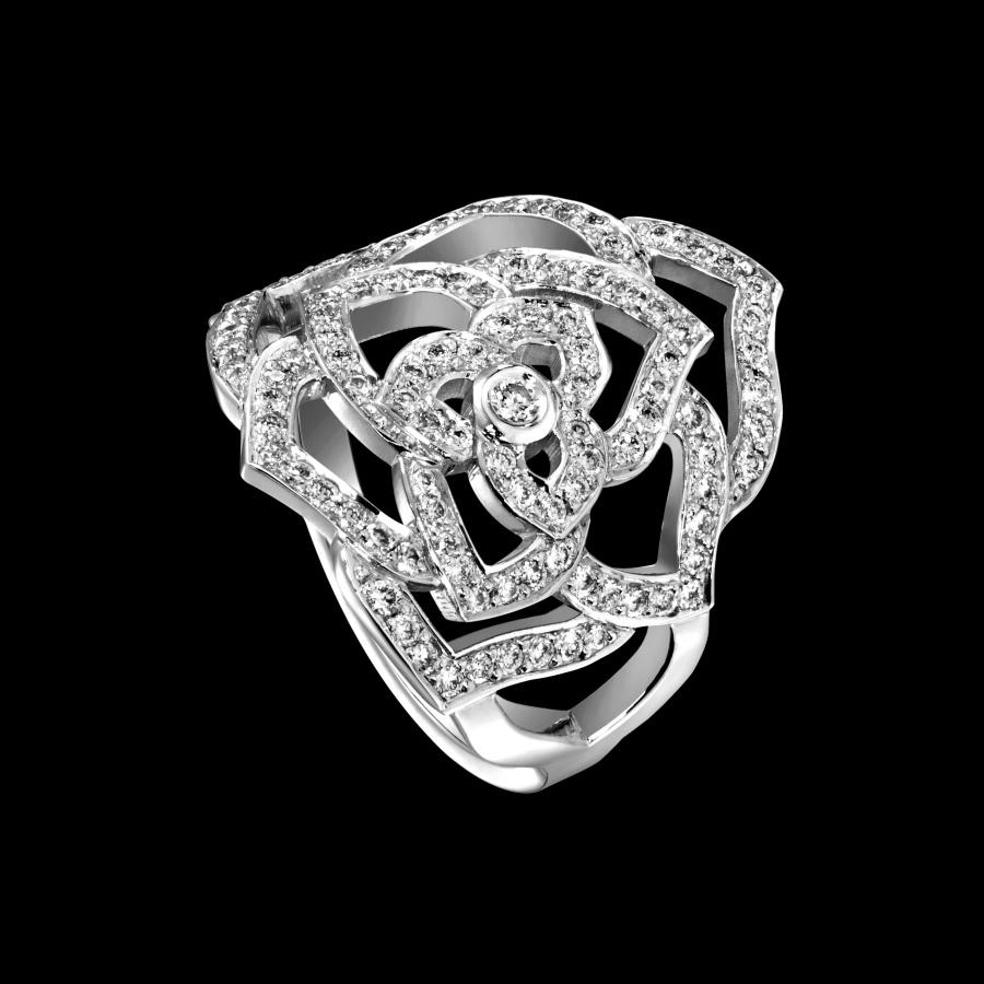 宝石矿工 18k白金玫瑰花钻石戒指 107颗vs超闪美钻共40分花型钻戒