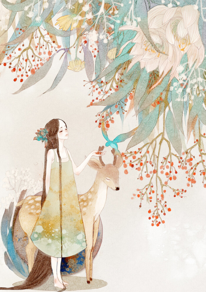 本草-哈鲁_原创,插画,少女_涂鸦王国插画-堆糖