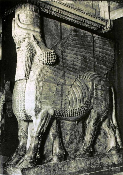 古代西亚雕塑人首飞牛 ,高浮雕,约公…-堆糖,