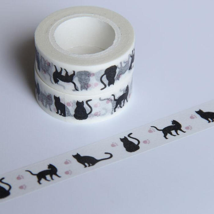 日本进口 和纸胶带 手帐DIY必备 小黑猫款1…-