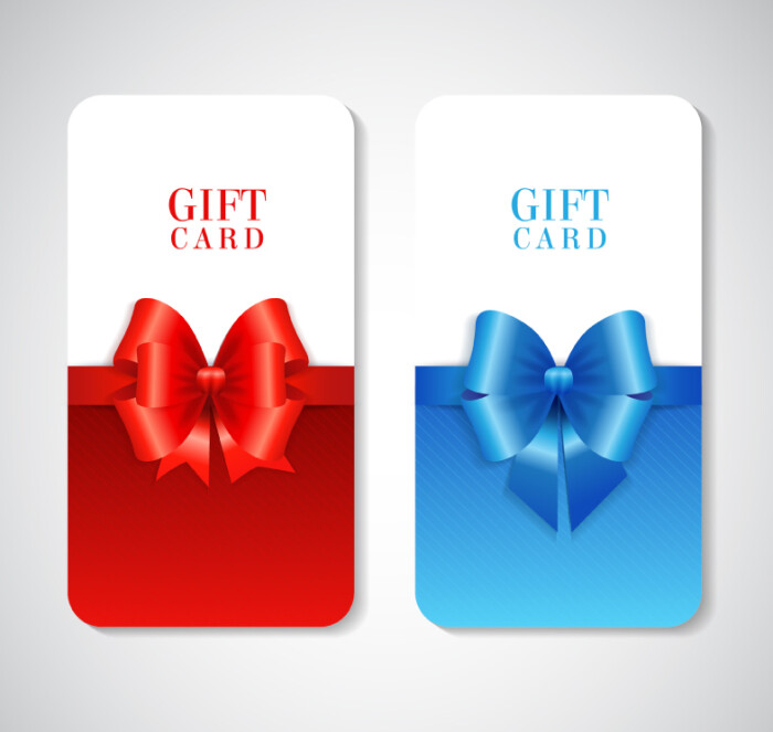 2款蝴蝶结礼品卡矢量素材,素材格式:ai,素材关键词:蝴蝶结,礼品卡