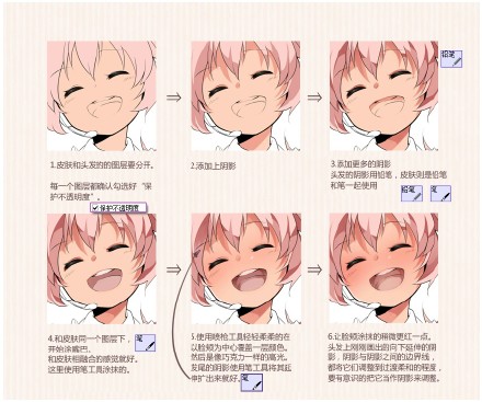 #绘画学习# 动漫，赛璐璐风的上色过程，教…-堆糖，美好生活研究所