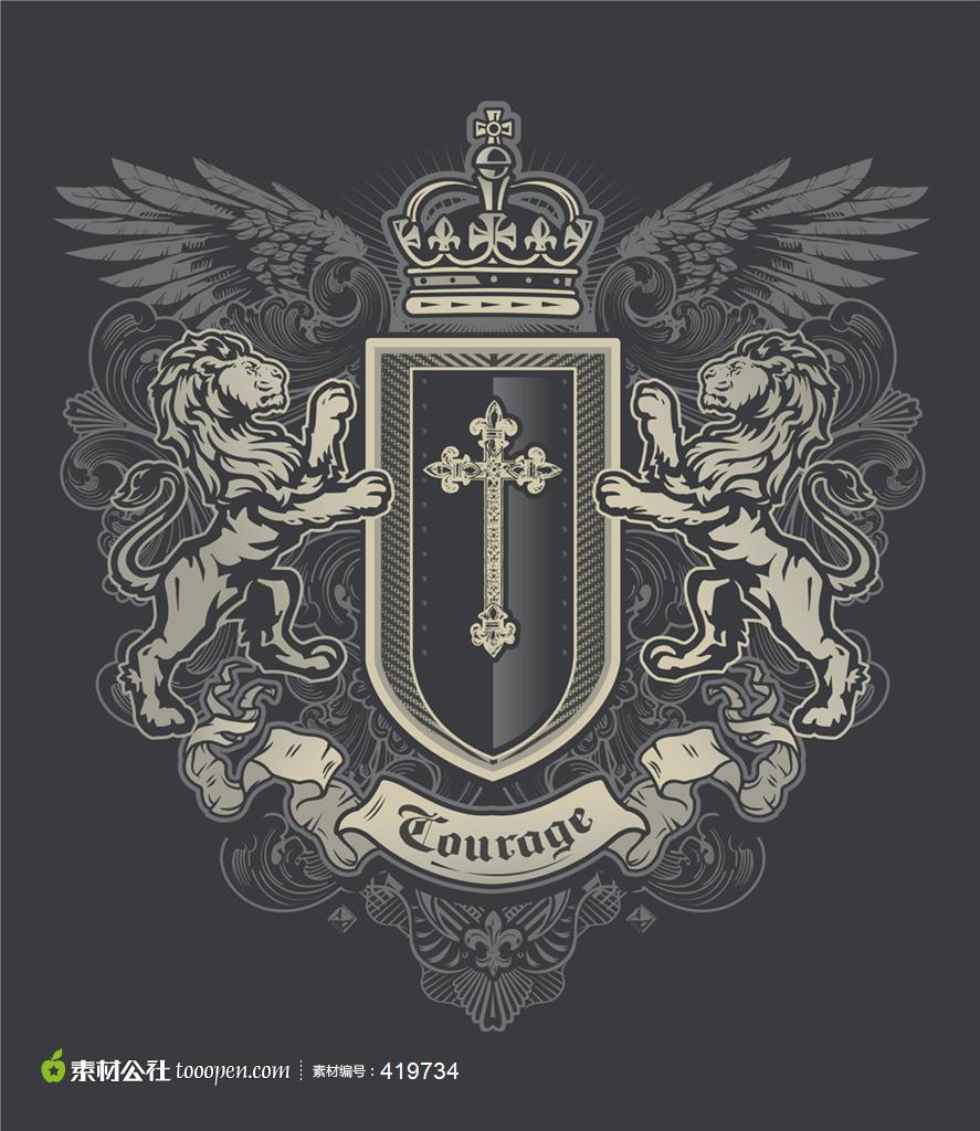 欧式花纹狮子图腾