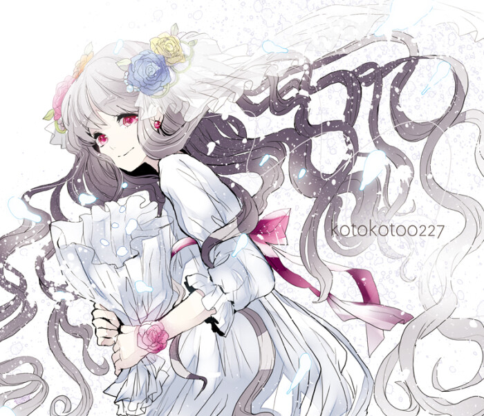 插画手绘 二次元美女 动漫 意境 黑白 壁纸