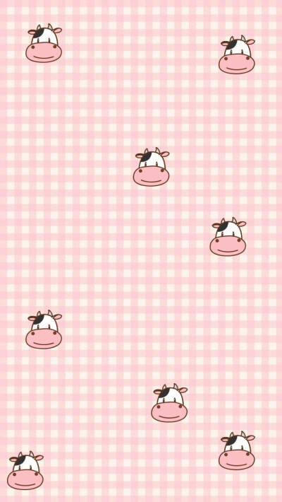 可爱格子奶牛「iphone壁纸‐手机壁纸‐可爱‐卡通‐动漫‐平铺‐插画