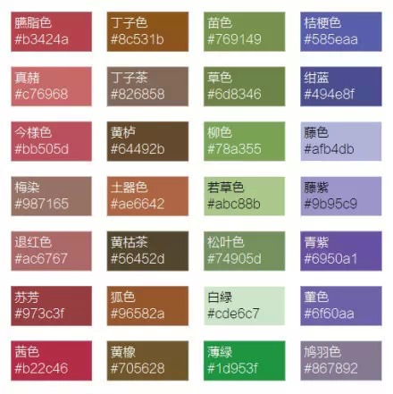 各种颜色的名字,日本颜色大辞典,色彩大全