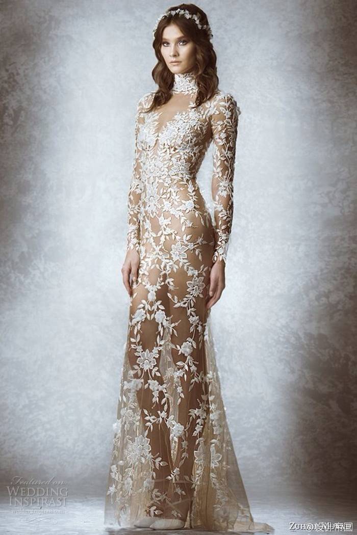 zuhair murad 2015 秋冬婚纱系列,没有多余的颜色,刺绣与蕾丝也能展现