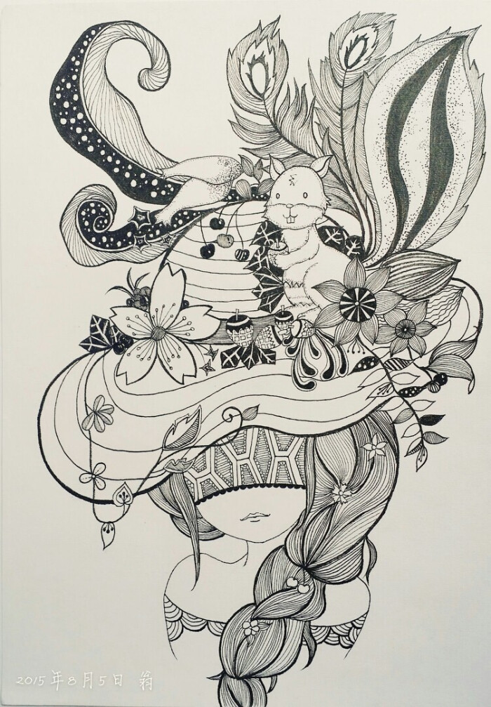 黑白手绘插画