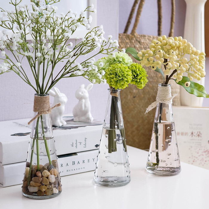 创意客厅摆件，插花点点透明花瓶，波点玻璃瓶。