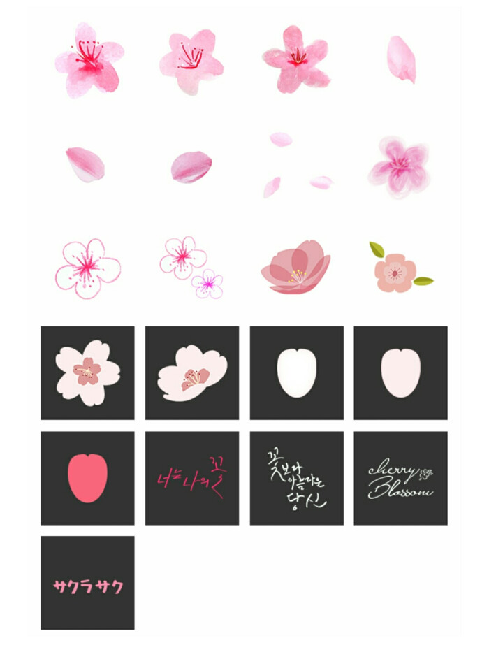 手帐素材|贴纸|手绘|樱花