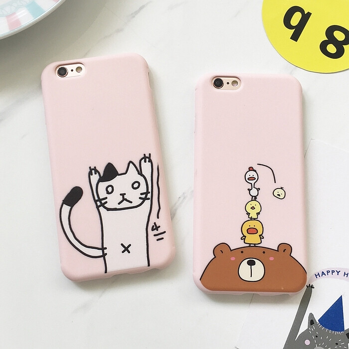 猫咪小鸡踩熊iphone6s手机壳苹果6splus磨砂…