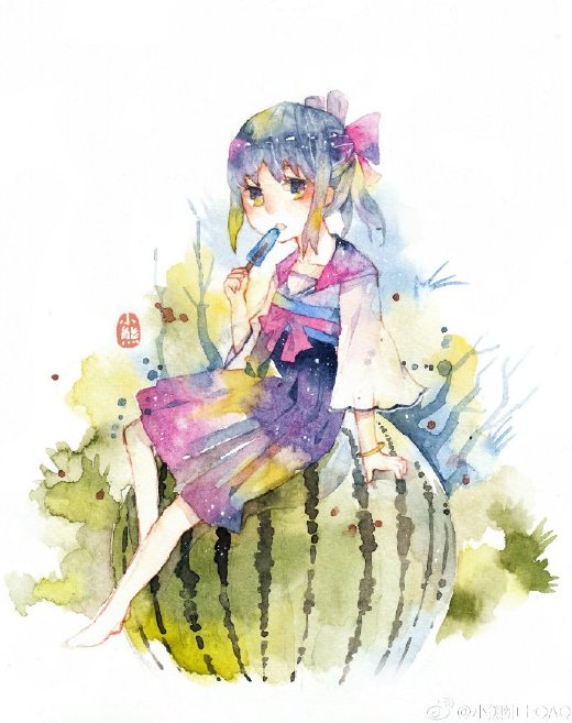 插画 水彩 少女 夏日-堆糖,美好生活研究所