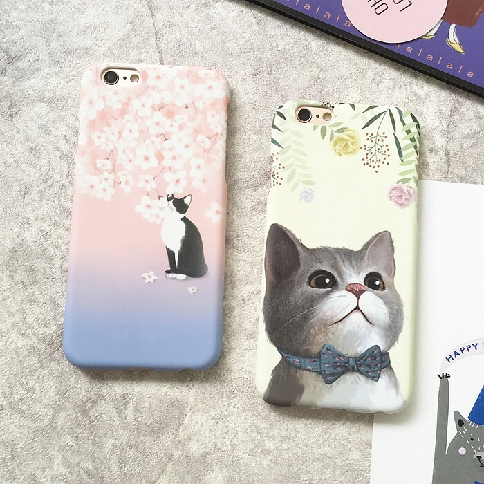 猫咪看花iphone6s手机壳苹果6splus磨砂手机…