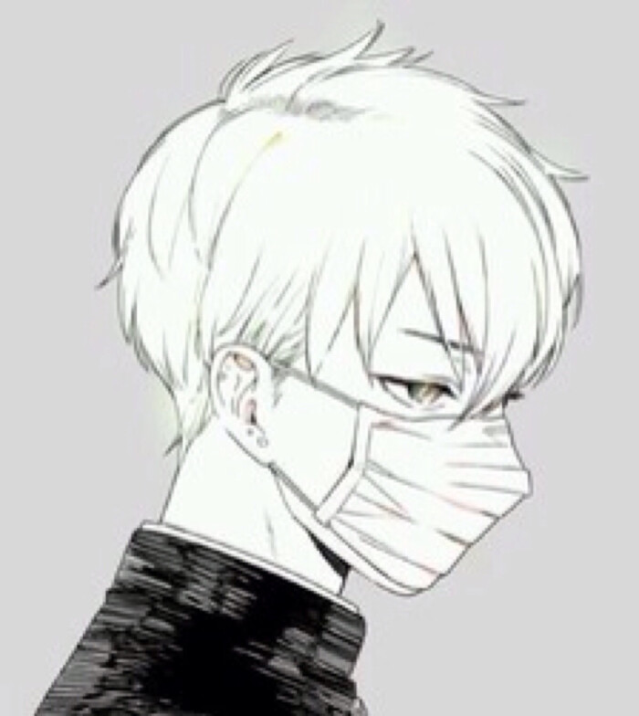 动漫 黑白 男头 口罩-堆糖,美好生活研究所