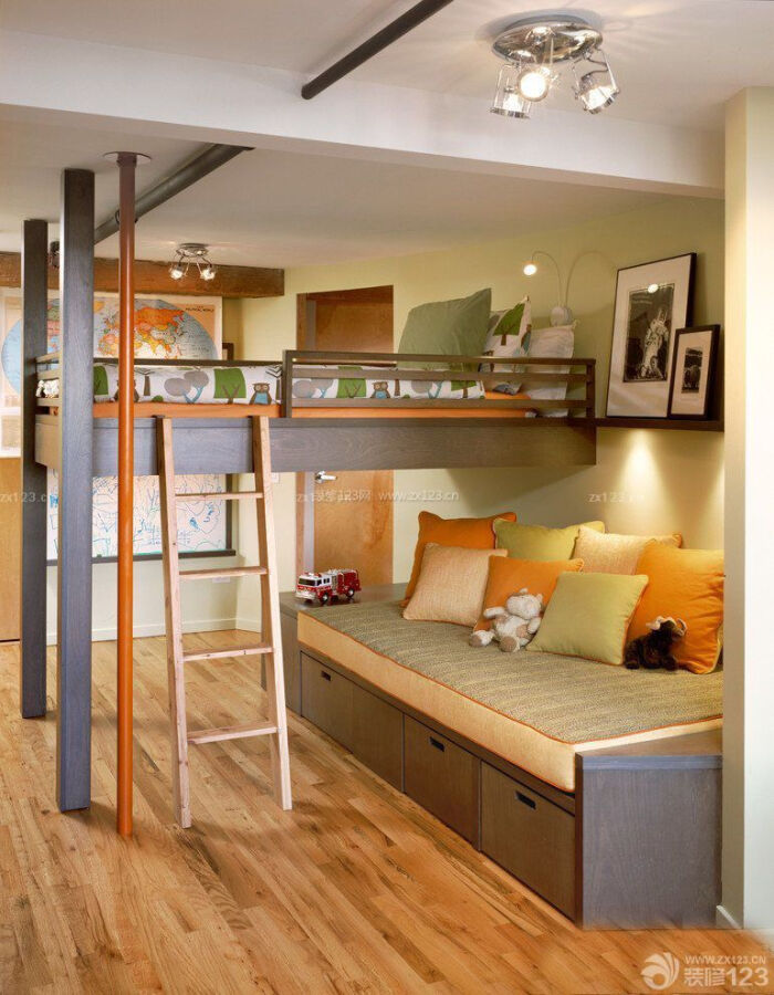 小户型儿童房实木高低床设计图-堆糖,美好生活