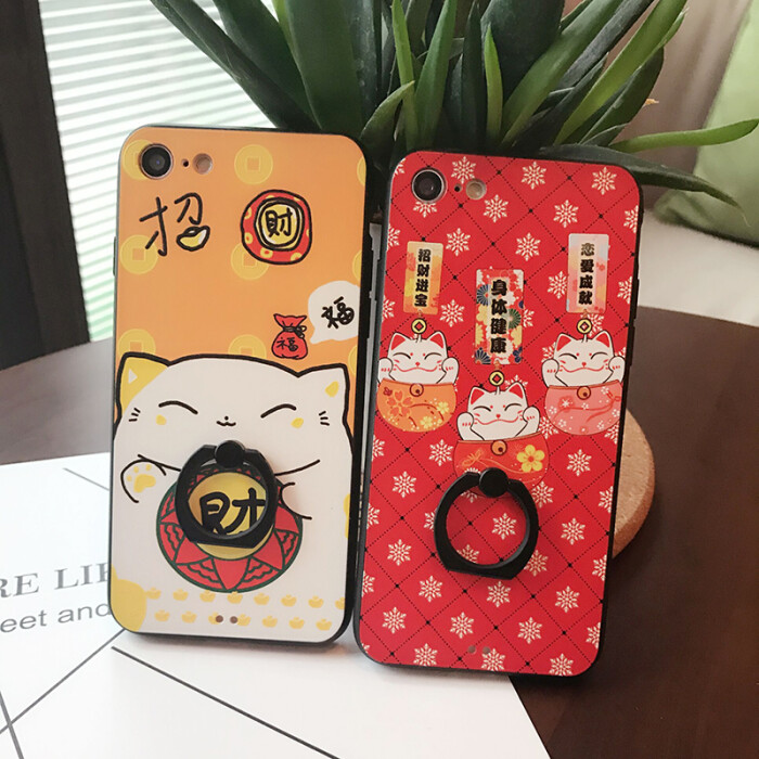 iphone7plus手机壳日韩卡通招财猫苹果6splu…