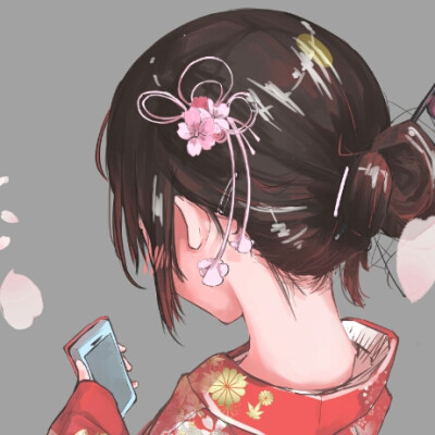 二次女头#和服 背影 黑发丸子头