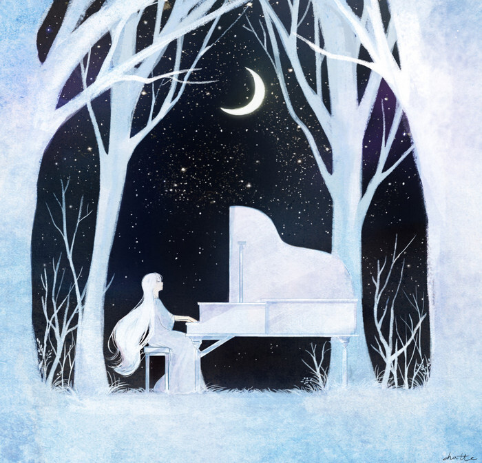 钢琴的森林 ~ 插画 By 画师chatte-堆糖,美好生活