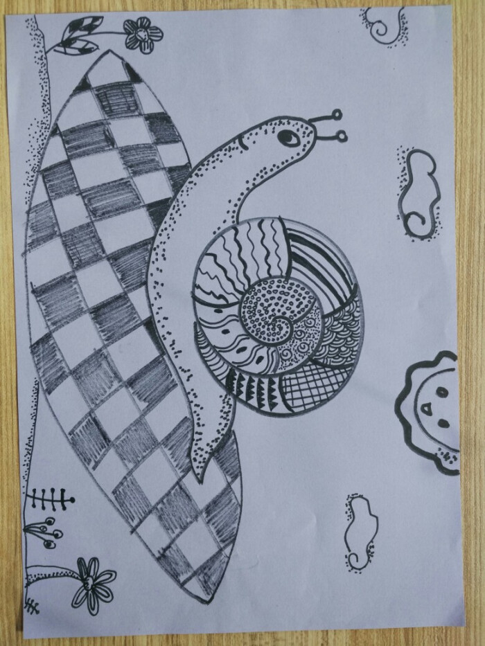 线描画-蜗牛