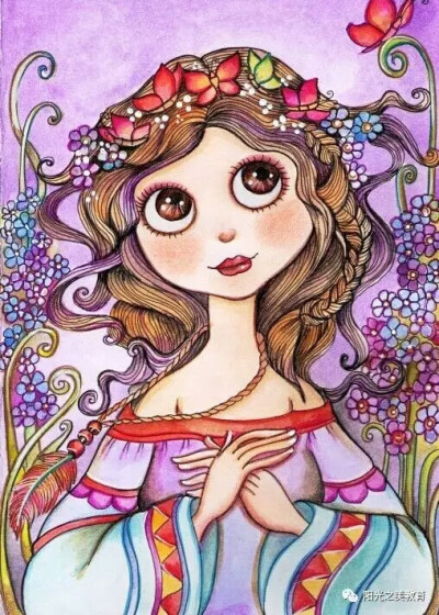 创意美术 插画 大眼睛女生
