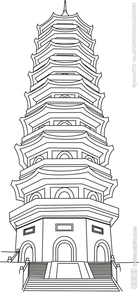 万寿塔绘画图片