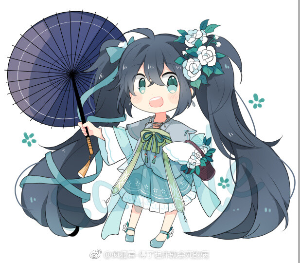 茉莉花miku 初音未来 初音ミク 画师:疯狐君 来源微博