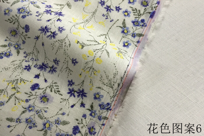 高档小碎花亚麻布料服装面料棉麻苎麻春秋厚款