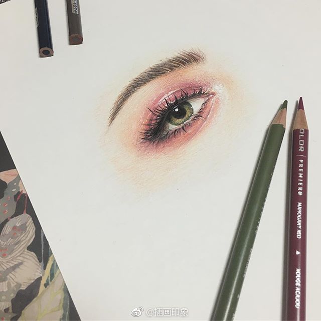 用彩铅画漂亮的大眼睛【插画师:hantograph】