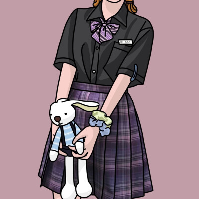 日常jk女孩的手绘头像画师:画jk的脑虎